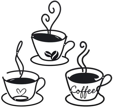 OYEFLY Kaffeetasse aus Metall, Vintage-Wanddekoration aus Metall (Stil 1)