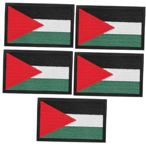 NUOBESTY 5 Stück Palästinensische Armbinde Palästina Flagge Armbinde Flagge Bestickte Aufnäher Länderflaggen Patch Abzeichen Nähflicken Stickerei Patch Stickerei Applikation