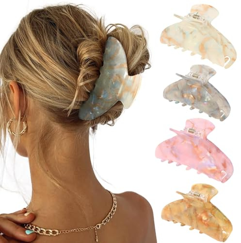 Coubeau 4 Stück Haarklammern–Große Haarklammern aus Acryl für dickes, dünnes HaarSstarke Halteklammern süße Rutschfeste Klammern stilvolles Haar-Accessoire für Frauen und Mädchen