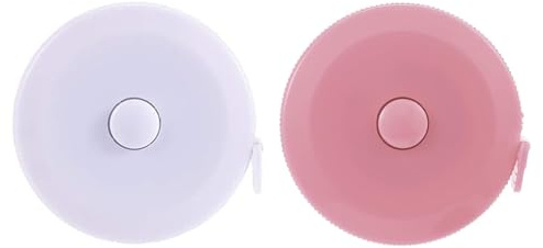 2 Piezas Cinta Métrica Sastre, Suiyeejan 200cm/79 Pulgadas Cinta Métrica Retráctil, Doble Escala Cintas Métricas, Para Coser y Medir Cintura, Pecho, Pecho y Brazos, Blanco Rosa
