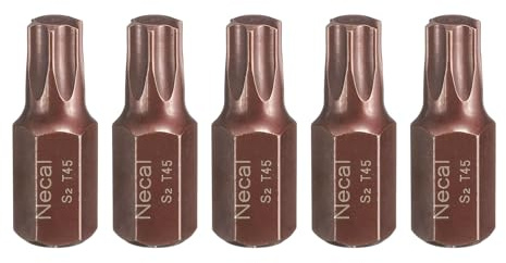 QUARKZMAN 5Pcs T45 Embout de Tournevis Torx 10mm Tige Hexagonale 30mm Longueur Acier S2 Embouts de Tournevis Hexagonaux à Tête Hexagonale à 6 Pans de Sécurité Inviolables