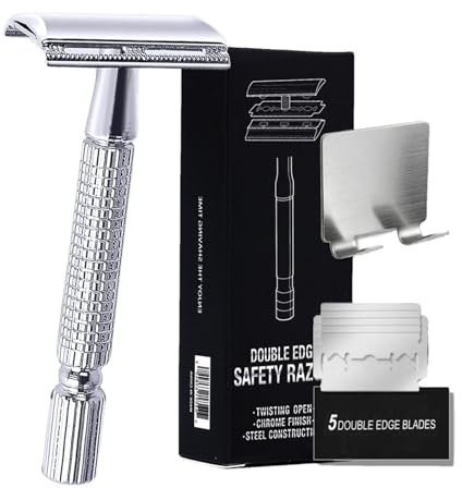 Razors de sécurité pour hommes, rasoirs de sécurité Rasoir du visage manuel | Razors de sécurité avec 5 recharges pour hommes, rasoir de peau sensible pour rasage de fermeture lisse