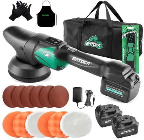 Lucidatrice Batteria 21V,BATOCA S2 Versione Aggiornata Lucida per Auto,Lucidare Eccentrica Orbitale 8mm,6 Velocità 2000RPM-4500RPM,Levigatrice Spugna 125mm,Lucidatura Completa del Veicolo/Moto/Barche