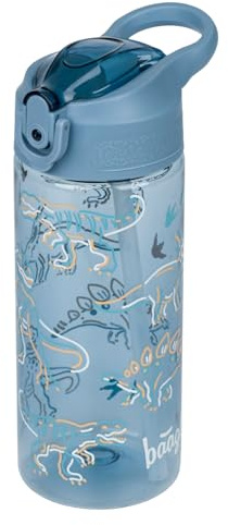Baagl Kinder Trinkflasche Wasserflasche Schule Sport Jungen Tritan - Dino | Diese auslaufsichere Wasserflasche mit Strohhalm aus Tritan eignet sich ideal für Kindergarten, Schule und Sport.