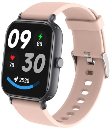 RORIOS Smartwatch da Donna Uomo Orologio da Polso Sportivo Fitness Intelligenti Orologi Monitoraggio Frequenza Cardiaca Durante Sonno Attività Tracker Rosa AA
