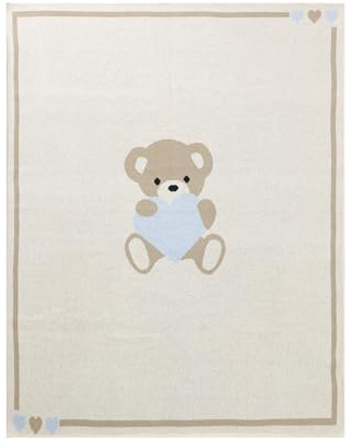 LAWKUL Babydecke 100% Baumwolle niedlicher Bär Empfangen Sie Decke weiche Wickel für Neugeborene Jungen Mädchen 100x80cm Beige