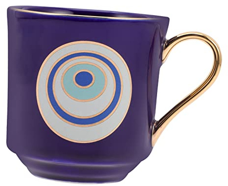 UTHCLO Tazza in Ceramica Grande Occhio Portafortuna Dipinta a Mano Tazza Da Caffè Espresso Fattezza Artigianale Superficie Liscia Per Tè Latte e Cioccolata