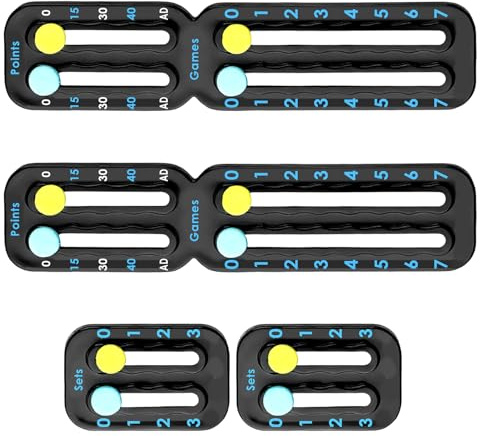 UIHRLM 2PCS Tennis Score Keeper, Portable Tennis Racquet Score with Adhesive Strips, Lightweight Mini Ball Paddle Scorekeeper Score Board Counter for Enthusiast Professional Trainer (Black)