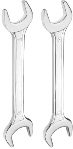 QUARKZMAN 2Pcs Clé à Fourche Double 24mm x 27mm Métrique Clé Plate à Angle Décalé 15 Degrés, Petite Clé Plate Galvanisée, pour Réparation Automobile, Assemblage de Meubles