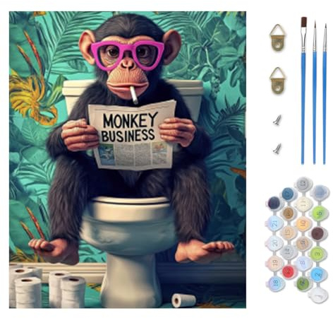 TOSTOG Gorilles Peinture par Numéros pour Adulte Peinture Numero Adulte DIY Acrylique pour Adultes Enfants débutants Peinture par Pour la Décoration de la Maison 40x50cm(sans Cadre)