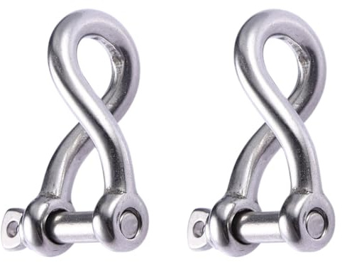 THOANBY 2Pcs Stainless Steel Twist Shackle Heavy Duty Shackle Twisted Shackle Screw Pin Rustproof 5/32 Screw Pin Shackle