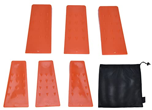 Pyltha Fällkeile Kunststoff, 6pcs Keil Set, Rot, Stabil und Langlebig - Erhöhte Reibung Für Baumfällen, Praktisch und Kompakt Für Holzarbeiten