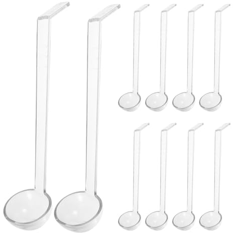 Veemoon Lot de 10 louches transparentes en plastique avec long manche pour la cuisine, la restauration, les buffets, les soupes, les salades, les restaurants, les sauces, les porridges, les apéritifs