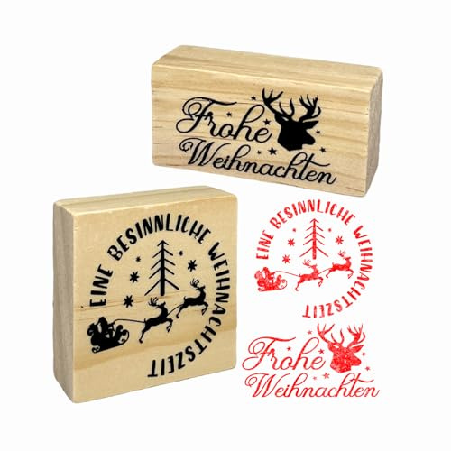 Weihnachten Stempel Holz Keksstempel Frohe Weihnachten Motiv | Holzstempel mit Schriftzug für Plätzchen, Karten & Deko, Merry Christmas Geschenkidee