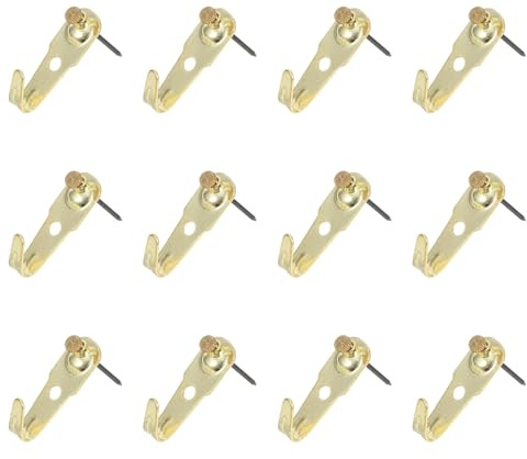 Ipetboom Set 25 Ganci per Cornici in Metallo con Chiodi Ganci per Appendere Quadri Resistenti in Ottone e Nero Supporto per Decorazioni e Piccoli Oggetti da Parete per Uso Domestico e