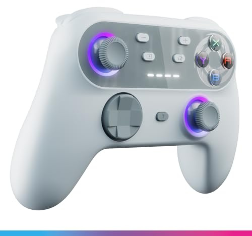 Oniverse Manette sans fil pour Switch 2/Switch/Lite/OLED/PC - Walli - Anti-Drift, Hall Effect, Bluetooth, Gyroscope 6 axes, Vibrations réglables, Mode turbo, Macro - Retro Grey