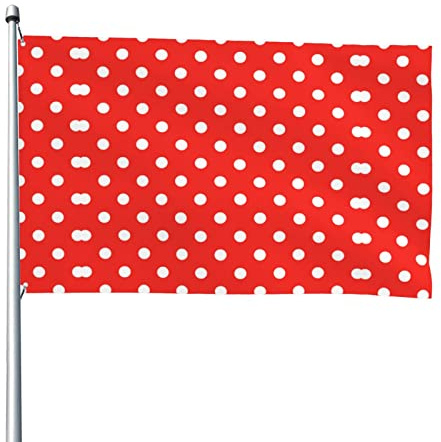Drapeau Avec Œillets Drapeaux Pois Rouges Et Blancs Personnalisé Suspendus Fanion Pour Intérieur Jardin Extérieur 90X150Cm