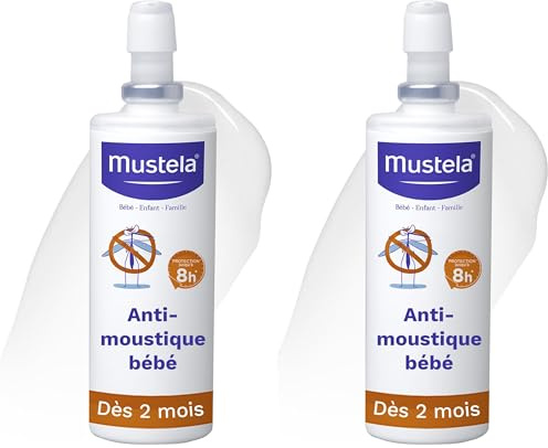 Mustela - Lotion Anti Moustique Bébé - Protection Innovante Contre Moustiques et Tiques - Sans Parfum, Sans Alcool, à l’IR3535® - Sûr et Efficace - A Partir de 2 mois - Protège Jusqu'à 8h (Lot de 2)