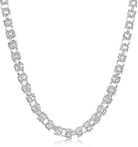 Amberta Unisex Halskette aus 925 Sterling Silber König und Königin Byzantines Design: 65 cm