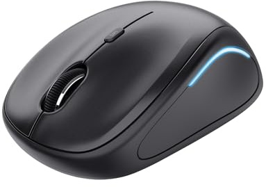 Trust Yvi FX Kabellose Optische Funkmaus mit LED-Beleuchtung, 800-1600 DPI, für Rechts- und Linkshänder, 2.4GHz, Verstaubarer USB Mikroempfänger, Kompakte Maus Kabellos für Laptop, Mac, Schwarz