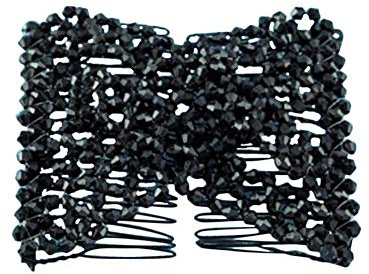 Haarspange für Damen, Vintage-Blume, Perlen, dehnbar, Haarkämme mit Doppelschiebe, Metallkamm, Haarschmuck, Schwarz