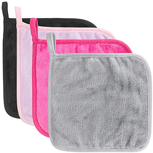 4pcs Pinowu Réutilisable Microfibre Lingettes démaquillantes pour le visage (20x20cm), Super doux Sans produits chimiques Serviette de nettoyage du visage pour tous les types de peau