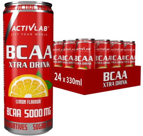 Activlab BCAA Xtra Drink - 24er Pack (24 x 330 ml) - 5000 mg BCAA pro Dose - Zuckerfrei - Zitronengeschmack -Aminosäuregetränk zur Körperregeneration und Steigerung der Ausdauer