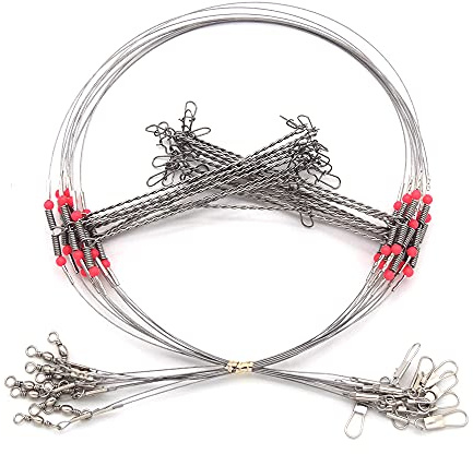 High-Strength Fishing Wire Leader Rigs with Swivels Snap Connect 1 Arm -5 Arm,Saltwater Fishing Assecories 7-Strands Steel Wire with Nylon-Coating (2 Arm Leader Rigs)