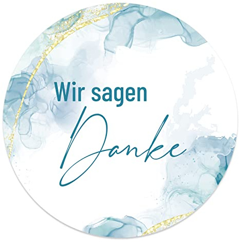 Danke Aufkleber rund 4,5 cm - Wir sagen Danke Sticker ideal für Hochzeit, Geburtstag, Dankeskarten & Give Aways (40x Stück, Marmor)