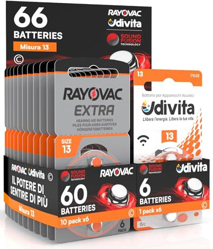 66 Pilas para aparatos acústicos Rayovac Extra Advanced 13. 66 Pilas: 60 Rayovac + 6 Udivita