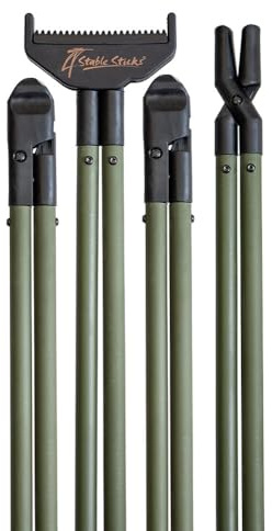 4 STABLE STICKS - Modèle Essential - Canne de Pirsch et de tir à Longue Distance - Stabilité optimale - Démontable - pour Tirs Debout Uniquement - Légère Et Résistante - Vert/Noir/Camo