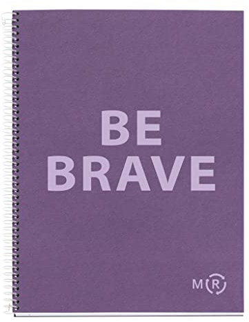 Miquelrius - Quaderno A4 Be Eco, 80 Fogli 90 g/m², Righe Orizzontali 7 mm, 1 Riga Colorata, 4 Fori, Copertina Riciclata, Viola Ametista