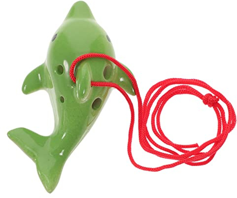 6-loch Alto Okarina aus Keramik, Tragbares Blasinstrument | Grün, Glatte Oberfläche, mit Schnur, für Anfänger im Windinstrument Bereich Zufällige Farbe