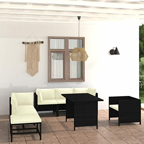 Yolola gartenmöbel Lounge Set Rattan Gartenmöbel Ecklounge Sofa Rattan Outdoor Gartenlounge Terrasse Gartensofa Eckbank Tisch Gartengarnitur Terrasse Sitzecke Eckgarnitur -Schwarz-8-tlg-2