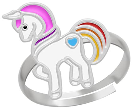 LOVE YOUR CITY Ring. Einhorn Geschenke für Mädchen. Tier Schmuck für Kinder. Weite verstellbar aus 925 Sterling Silber. Kinderschmuckvon kommt in Geschenkbox.