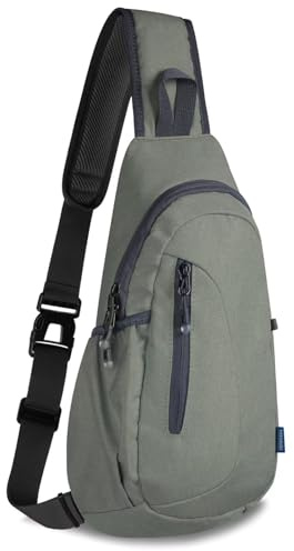 TITECOUGO Small Sling Bag Lightweight Canvas Crossbody Bag for Women Rucksack for Men Running Backpack Travel Chest Pack Shoulder Daypack for Gym Work Outdoor Hiking Sports Dark Grey