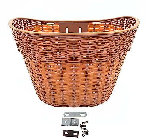 rockible Fahrradkorb Vorne, Rattanimitat, Abnehmbarer Lenkerkorb Im Retro Stil für Kinder Und Erwachsene