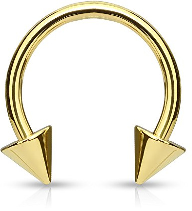Paula & Fritz® Set Hufeisen Gold Chirurgenstahl 316L Spitzen Verschiedene Größen Circular Barbell Septum-Piercing Nasen-Ring Augenbraue-n Ohr-Piercing
