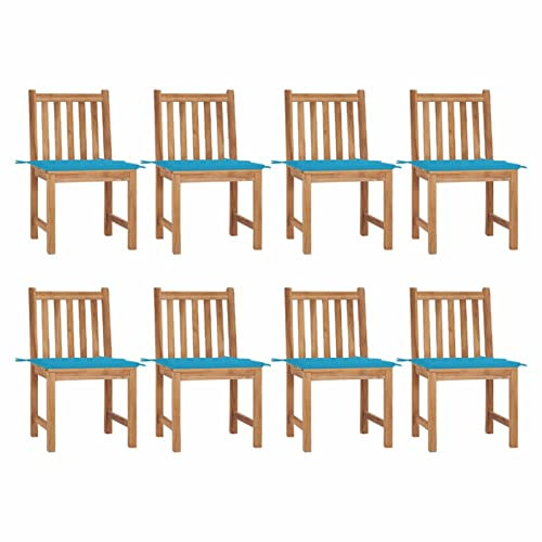 BaraSh Gartenstühle 8 STK. mit Kissen Massivholz Teak Gartenstuhl Holz Balkon Stuhl