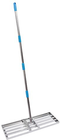 Harke Rasen Nivellierwerkzeug Rasenpflege Rechen 30x10 Zoll Edelstahl 78 Zoll Teleskopgriff Boden Leveler für Rasenpflege
