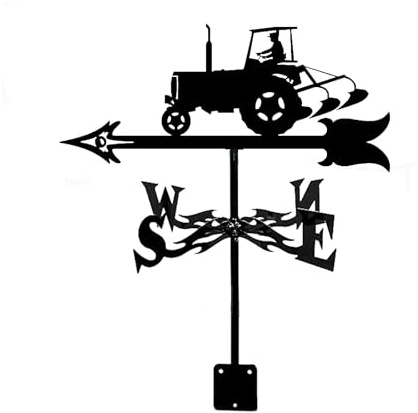 YUZDNM Wetterhahn - Wetterhahn Fürs Dach - Wetterfahne, Traktor Silhouette Windanzeiger Windschaufel Edelstahl Durable Windanzeiger Gartenpfähle Weathercock Mit Halterung, Für Garten Dekoration