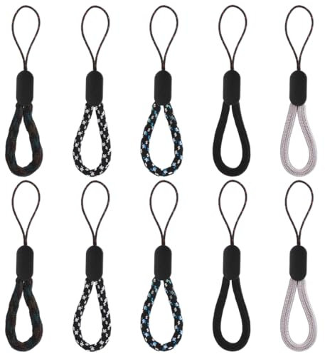 GNALIA 10 Stücke Einfache Handy Lanyard Strap Für Schlüssel Schlüsselanhänger Handyanhänger Schlaufen Mit Karabiner(5 Farben)
