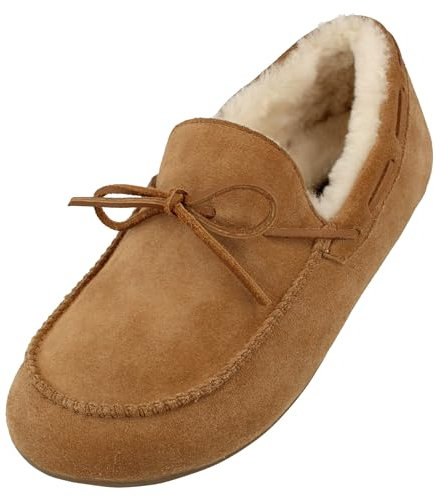 HAFLINGER Lammfellclog Mokassin Yumah Hausschuh Leder Beige (Chestnut 1582), Gr 40