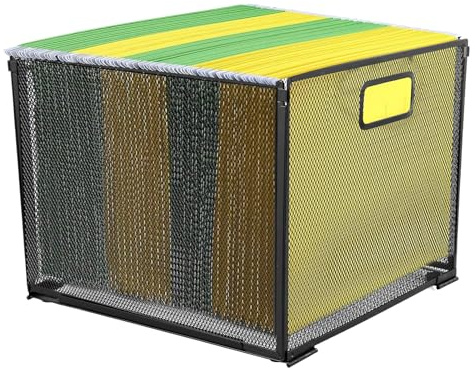 Organiseur de fichiers à suspendre en métal avec poignée - Panier de fichiers en métal - Économie d'espace - Boîte de rangement pliable pour bureau à domicile