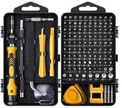 Aqxymju Juego de destornilladores magnéticos Torx Phillips, Kit de puntas de tornillo con llave eléctrica, herramientas de reparación de teléfono y PC (Color : 122 in 1 Yellow)