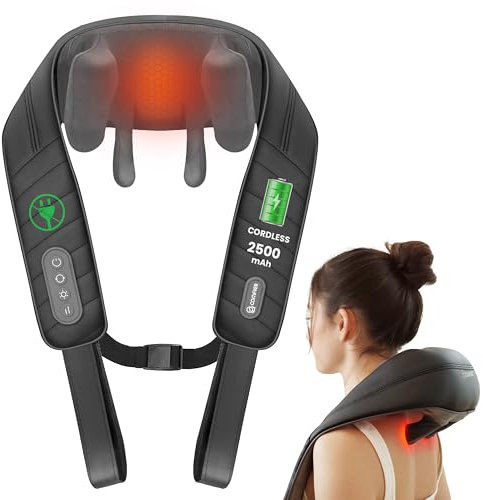 COMFIER Nackenmassagegerät mit Wärme, Kabelloses Shiatsu 4D Experten Knet Massagegerät für Nacken, Rücken, Beine, Schulter, Shiatsu Massagegeräte für Haus Büro, Geschenke für Männer, Frauen