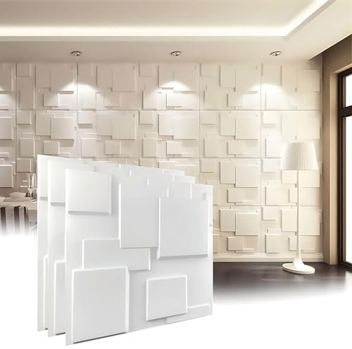 HAILM 3D Wall Cladding 50 X 50 cm, DIY Waterproof Wall Tiles, Heat Resistant PVC Wall Panels, 3D Wallpaper for Living Room, Bedroom, Gaming Room Decoration,25Pcs