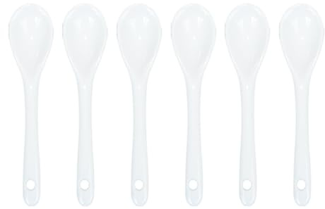 Pirhosigma 6 pcs White Porcelain Egg Spoons Ceramic Spoons 4.7 inch/12cm Length 2.7cm Width Coffee Spoon Dessert Yogurt Tea Milky Tea