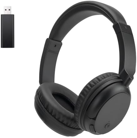 Queemie Auriculares Bluetooth 5.3 para TV, Auriculares InaláMbricos Bluetooth con Transmisor USB, Diadema Retráctil, Ultraligeros para Adultos, Adolescentes & Personas Mayores
