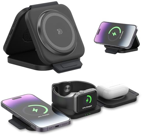 【Upgrade Qi2】WYRIAZA Compatibile con Caricatore Wireless Universale 25W Max iPhone Watch 3 In 1 Caricatore Magsafe Ricarica iPhone 16 15 14 13 12 Plus Pro Max Certificazione qi/qi2 Samsung Xiaomi ecc.